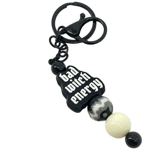 Hand Crafted Accessories - Keychain purse charm Beaded Keychain For Women, Silicone bead Bad Witch Energy